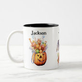 Custom Halloween Bat Pumpkin And  Tweekleurige Koffiemok (Links)