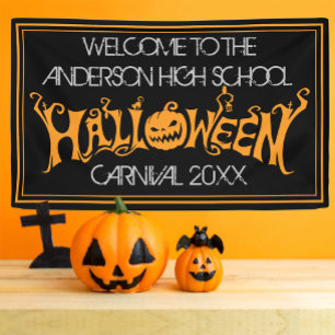 Custom Halloween Haunted House Carnaval Zwart Spandoek