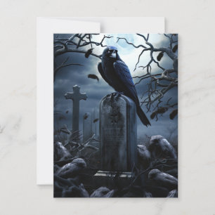 Custom Halloween Party Gothic Raven Graveyard Briefkaart