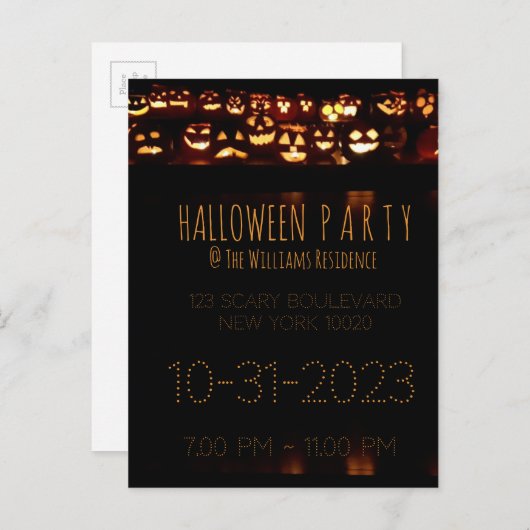 Custom Halloween Party Invitation Pumpkin Uitnodiging Briefkaart (Voorkant / Achterkant)