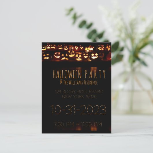 Custom Halloween Party Invitation Pumpkin Uitnodiging Briefkaart (Staand voorkant)