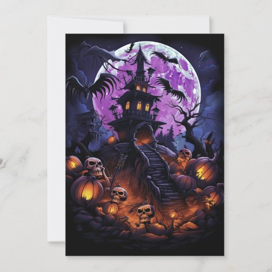 Custom Halloween Party Skelet Haunted House Kaart (Voorkant)