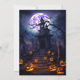 Custom Halloween Party Spooky Haunted House Kaart