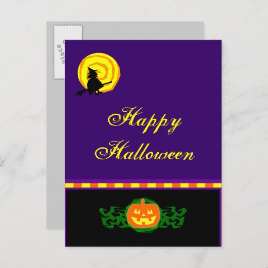 Custom Halloween pompoen heks Briefkaart (Voorkant / Achterkant)