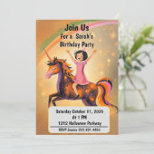 Custom Halloween Unicorn Birthday Party Invitation (Debout devant)