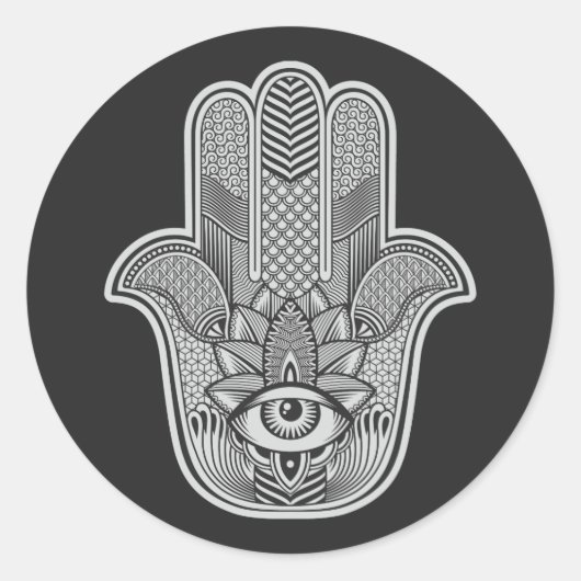 Custom Hamsa Ronde Sticker (Voorkant)