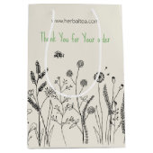 Custom Hand Drawn Botanical Thank You Gift Bag  Medium Cadeauzakje (Voorkant)
