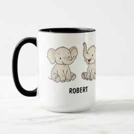 Custom Hand Drawn Cute Elephant Coffee Mok