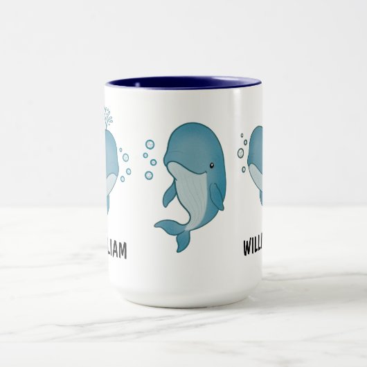 Custom Hand Drawn Cute Whale Coffee Mug (Centre)