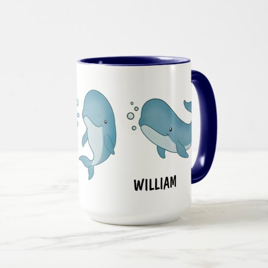 Custom Hand Drawn Cute Whale Coffee Mug (Devant droit)
