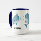 Custom Hand Drawn Cute Whale Coffee Mug (Devant gauche)
