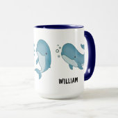 Custom Hand Drawn Cute Whale Coffee Mug Mok (Voorkant rechts)