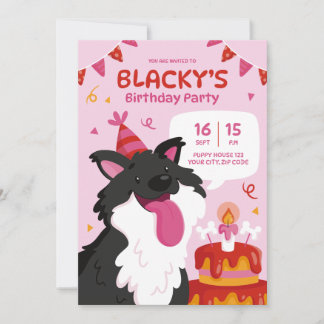 Custom Hand-getrokken hond Verjaardag uitnodiging