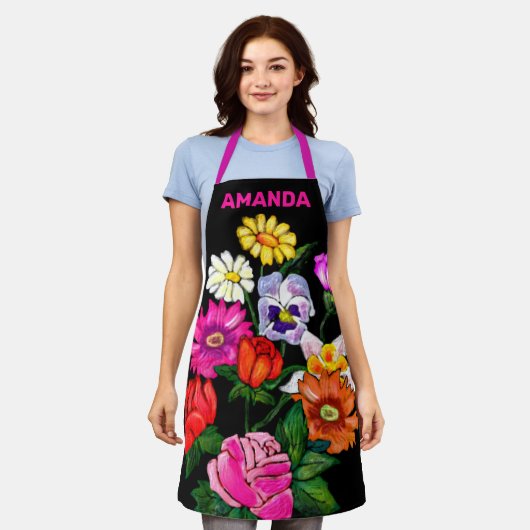 Custom hand getrokken schattig bloemenschilderij n schort (Gedragen)