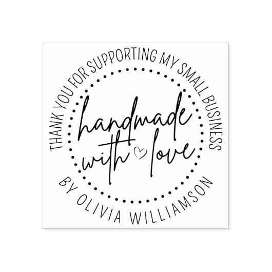 Custom handgemaakt met liefde dank u kleine bedrij 	rubberstempel (Afrduk)