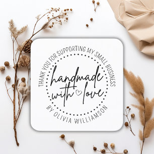 Custom handgemaakt met liefde dank u kleine bedrij vierkante visitekaartje
