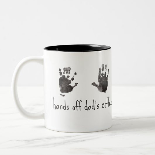 Custom Handprints Grappige Pap Tweekleurige Koffiemok (Links)