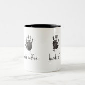 Custom Handprints Grappige Pap Tweekleurige Koffiemok (Center)