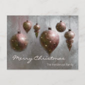 Custom Hanging Christmas Baubles Copper on Silver Briefkaart (Voorkant)