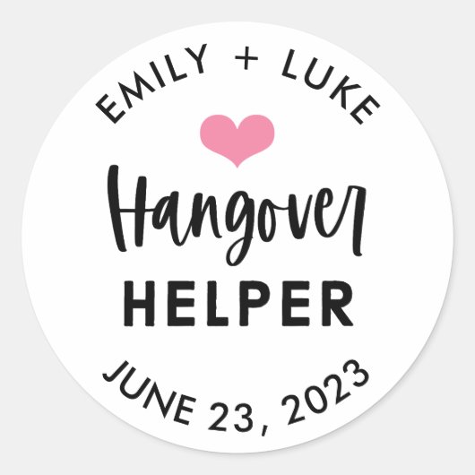 Custom Hangover Helper Wedding Recovery Kit Ronde Sticker (Voorkant)