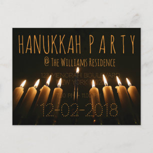 Custom Hanukkah Party Invitation Menorah Candle Uitnodiging Briefkaart