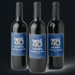 Custom Happy 40th Birthday Vine Étiquette<br><div class="desc">Étiquettes personnalisés de bouteille de vin de 40e anniversaire avec un arrière - plan bleu élégant qui peut être changé à n'importe quelle couleur,  parties scintillant brillante argent,  quarante ballons d'hélium argent,  et un modèle texte simple qui est facile à personnaliser.</div>