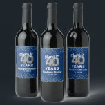 Custom Happy 40th Birthday Vine Étiquette<br><div class="desc">Étiquettes personnalisés de bouteille de vin de 40e anniversaire avec un arrière - plan bleu élégant qui peut être changé à n'importe quelle couleur,  parties scintillant brillante argent,  quarante ballons d'hélium argent,  et un modèle texte simple qui est facile à personnaliser.</div>