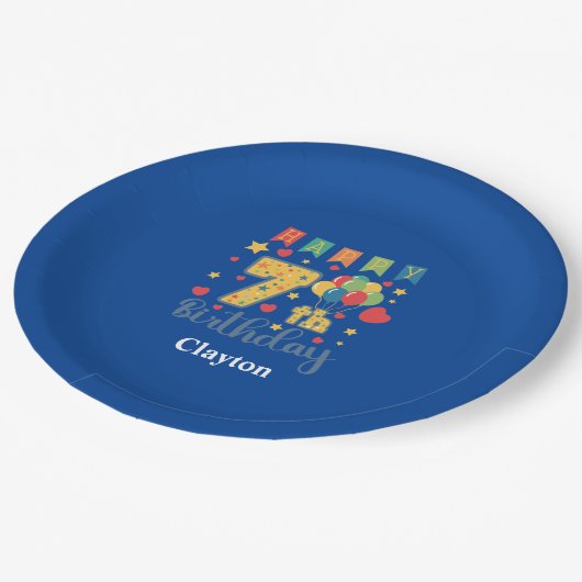 Custom Happy 7th Verjaardagsfeest Papieren Bordje (Gekanteld)