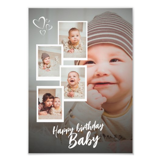 Custom Happy Birthday Baby Photo Collage Plaque (Devant)