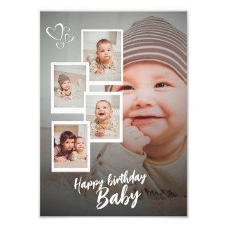 Custom Happy Birthday Baby Photo Collage Plaque Foto Afdruk