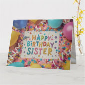 Custom Happy Birthday Sister Wenskaart Kaart (Gele Bloem)
