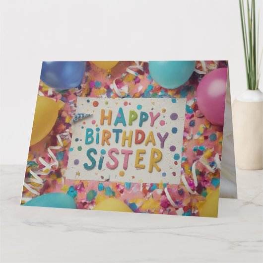 Custom Happy Birthday Sister Wenskaart Kaart (Voorkant)