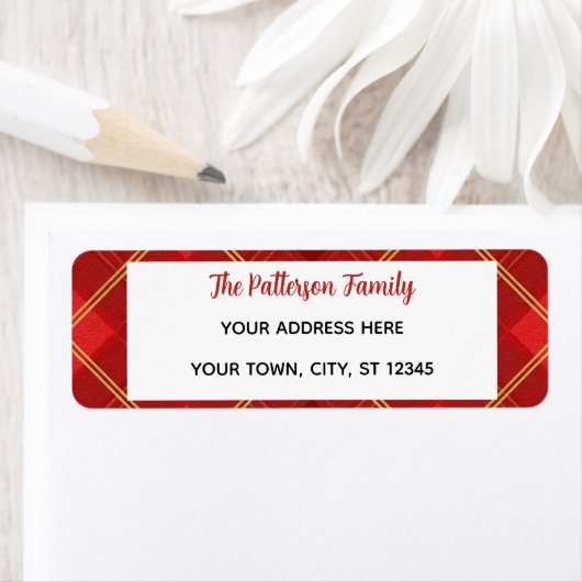 Custom Happy Holidays Fun Classic Plaid Red Etiket (Insitu)