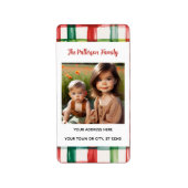 Custom Happy Holidays Fun Plaid Red Green Photo Etiket (Voorkant)