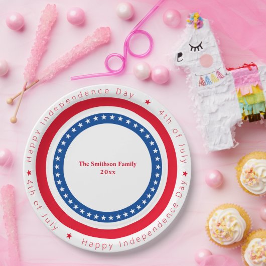 Custom Happy Independence Day Rood Wit Blauw Papieren Bordje (Feest)