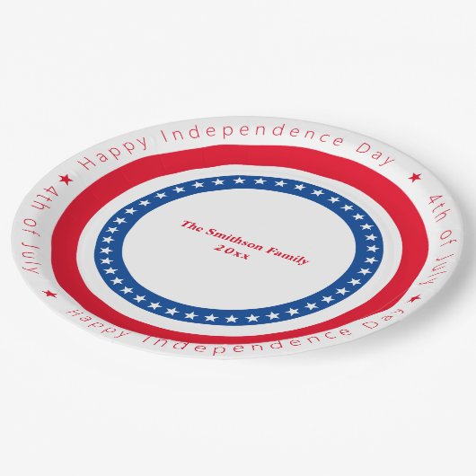 Custom Happy Independence Day Rood Wit Blauw Papieren Bordje (Gekanteld)