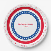 Custom Happy Independence Day Rood Wit Blauw Papieren Bordje (Voorkant)
