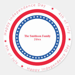 Custom Happy Independence Day Rood Wit Blauw Ronde Sticker