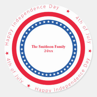 Custom Happy Independence Day Rood Wit Blauw Ronde Sticker