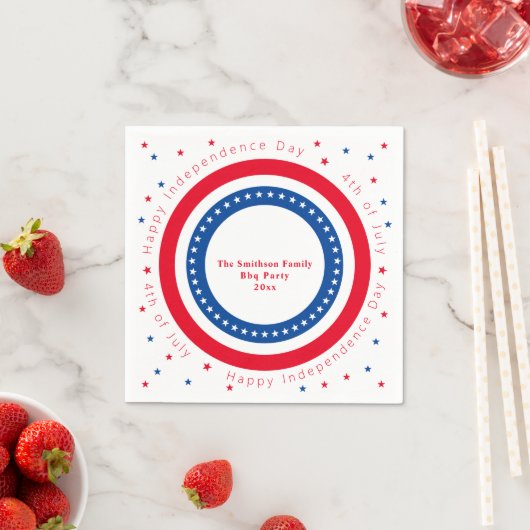 Custom Happy Independence Day Rood Wit Blauw Sterr Servet (Insitu)
