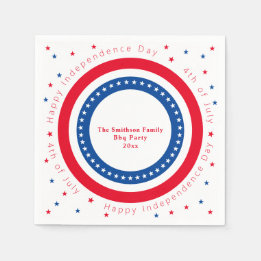 Custom Happy Independence Day Rood Wit Blauw Sterr Servet