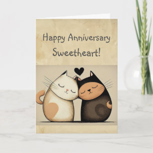 Custom Happy Jubileum Sweetheart Schattige Cats Kaart