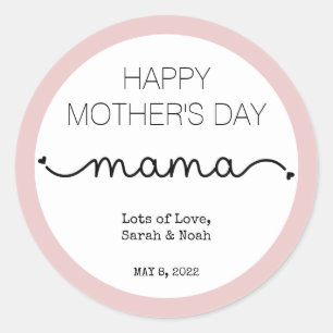 Custom Happy Moederdag Mama Elegant Ronde Sticker