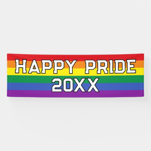 Custom Happy Pride LGBT Gay Pride Party Rainbow Spandoek (Horizontaal)