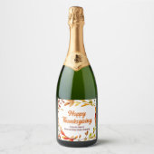 Custom Happy Thanksgiving Autumn Leaves Company Sparkling Wijnetiket (Voorkant)