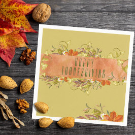 Custom Happy Thanksgiving Rustic Autumn Leaves Servet