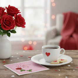 Custom Happy Valentine’s Day Rose  Servet