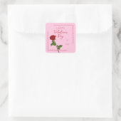 Custom Happy Valentine’s Day Rose Square Sticker (Tas)