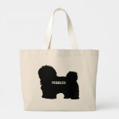 CUSTOM Havanese Hondenras Silhouette Grote Tote Bag (Achterkant)