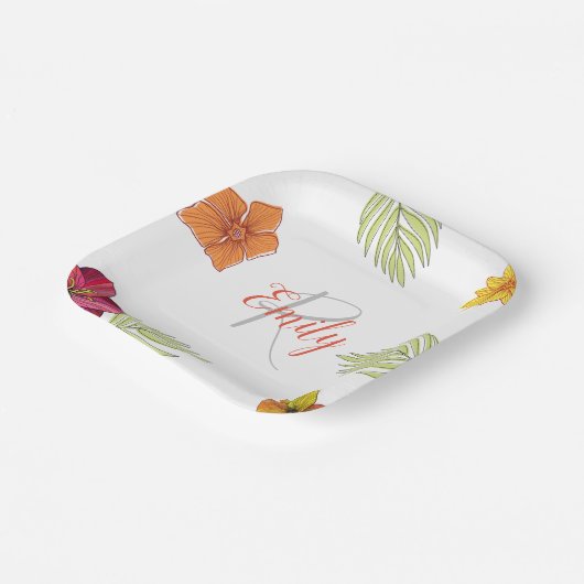 Custom Hawaiian Aloha Floral Papieren Bordje (Gebogen)